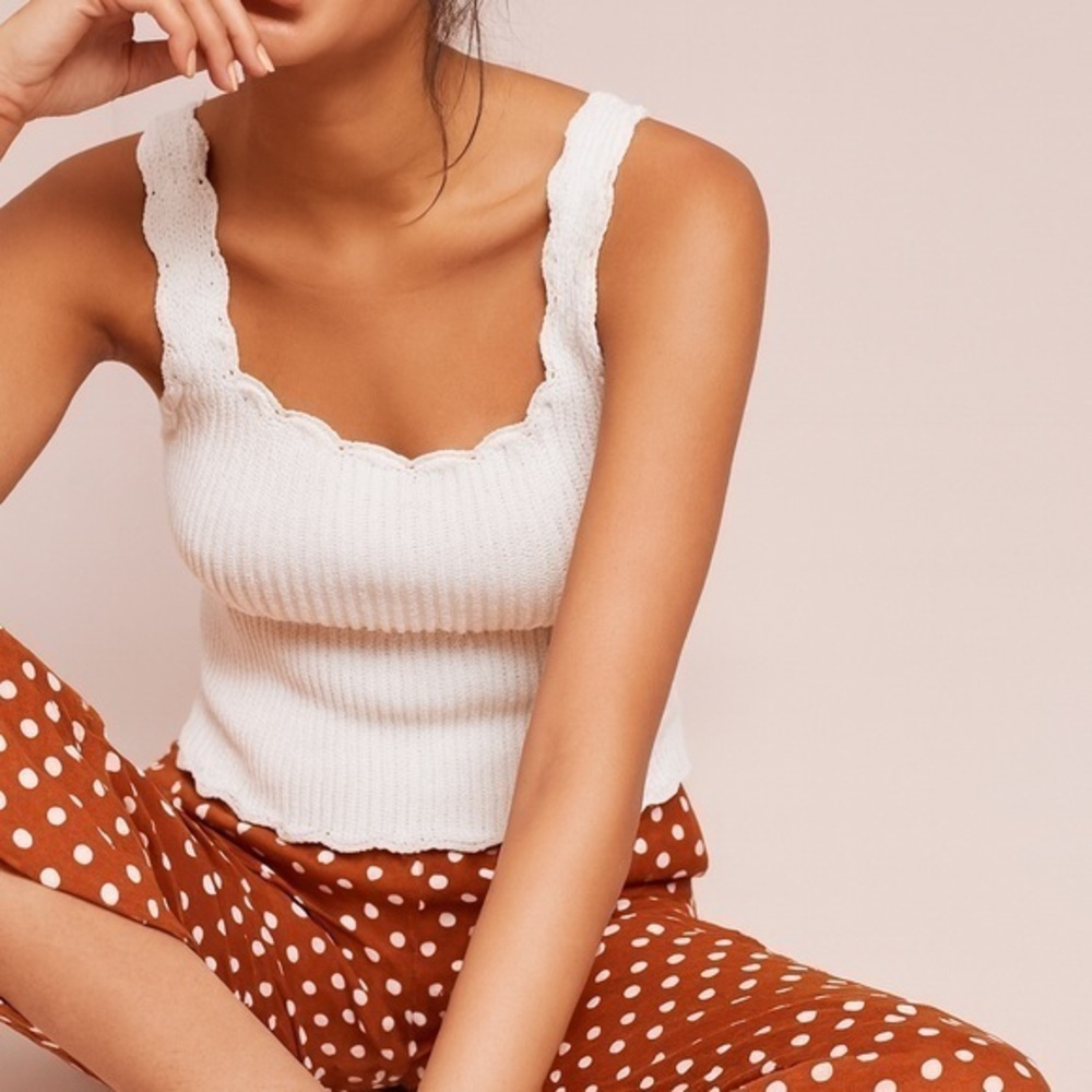 Anthropologie moth Newport knit sweater tank white